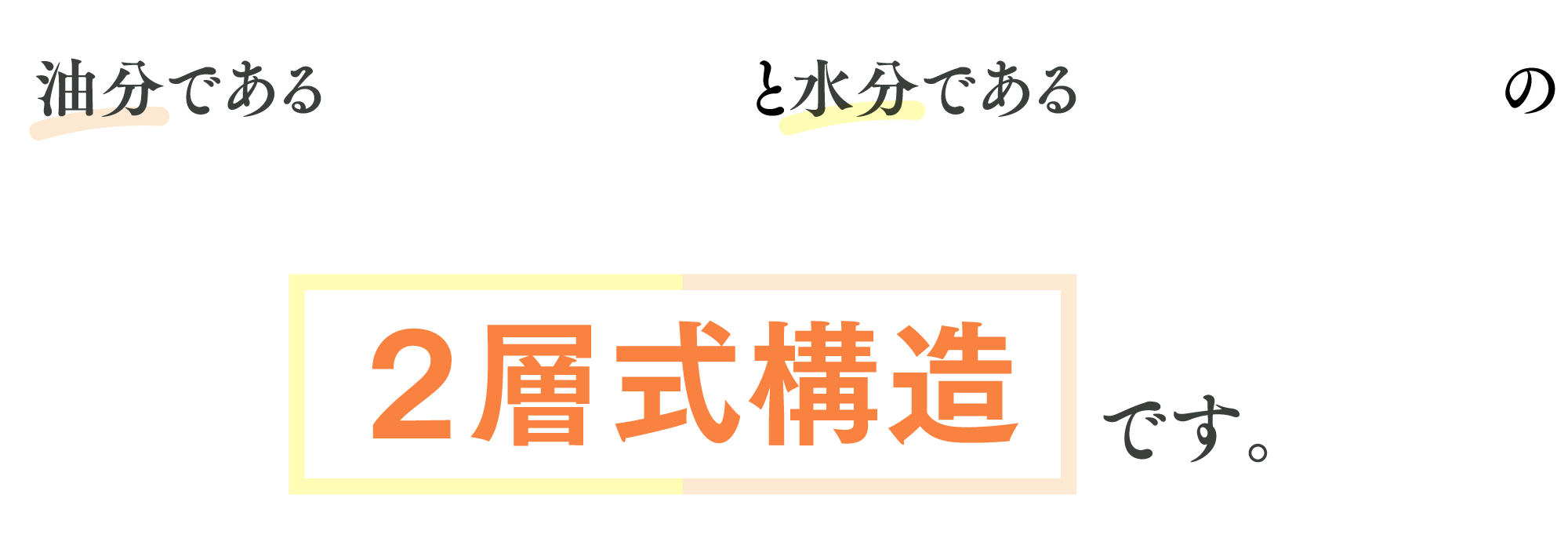 油分であるオイル層と水分である化粧水層の２層式構造です。