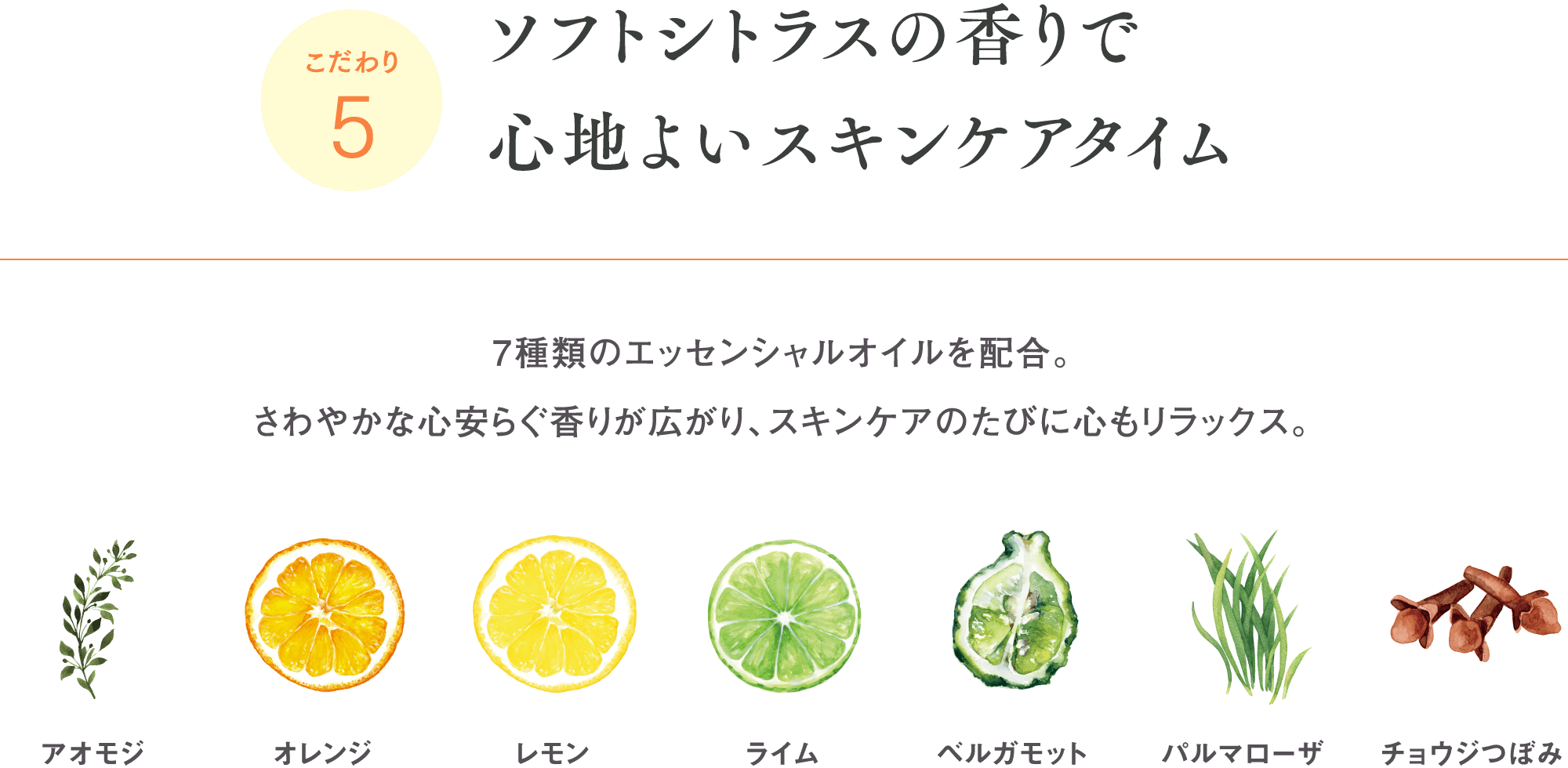 こだわり5 ソフトシトラスの香りで心地よいスキンケアタイム