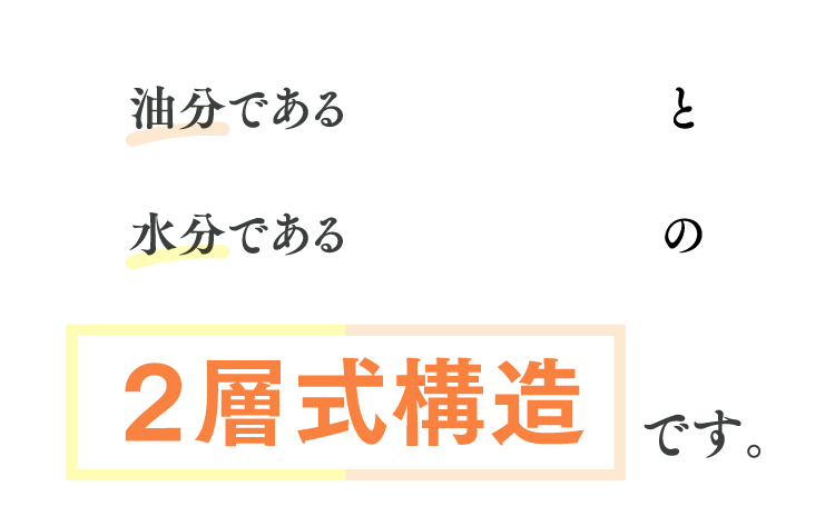 油分であるオイル層と水分である化粧水層の２層式構造です。