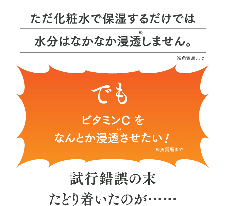 ただ化粧水で保湿するだけでは水分はなかなか浸透しません。でもビタミンCをなんとか肌の奥まで届けたい！